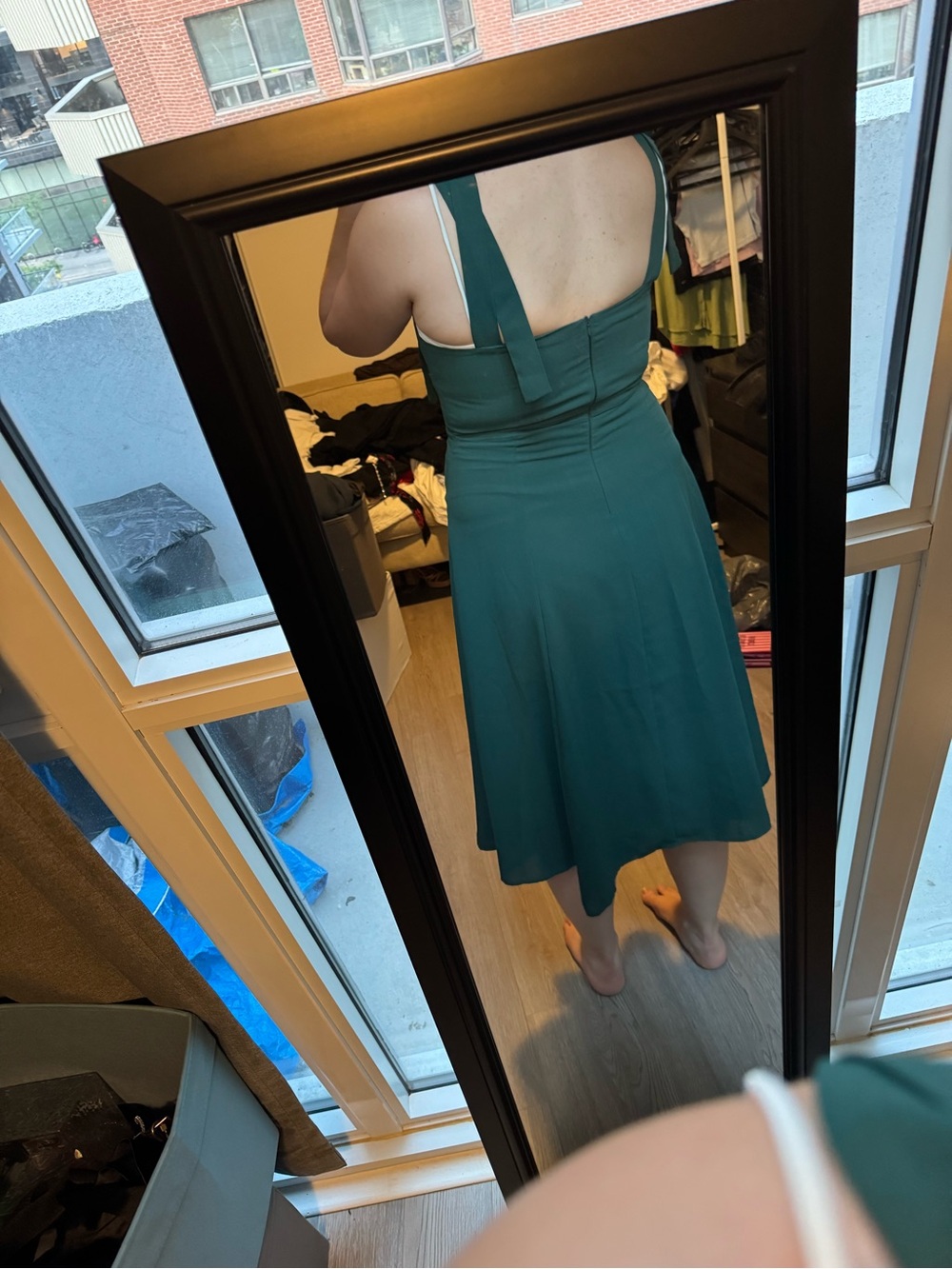Green Tie-Shoulder A-Line Dress - Picture 3 of 3